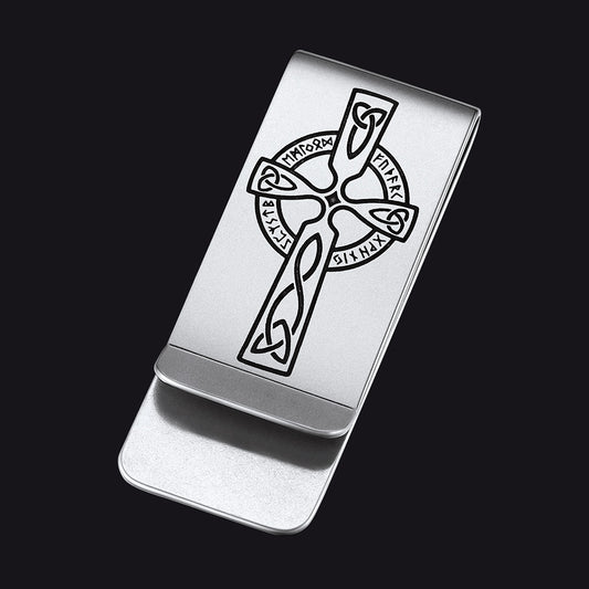 Viking Rune Cross Money Clip Slim Walletsimg