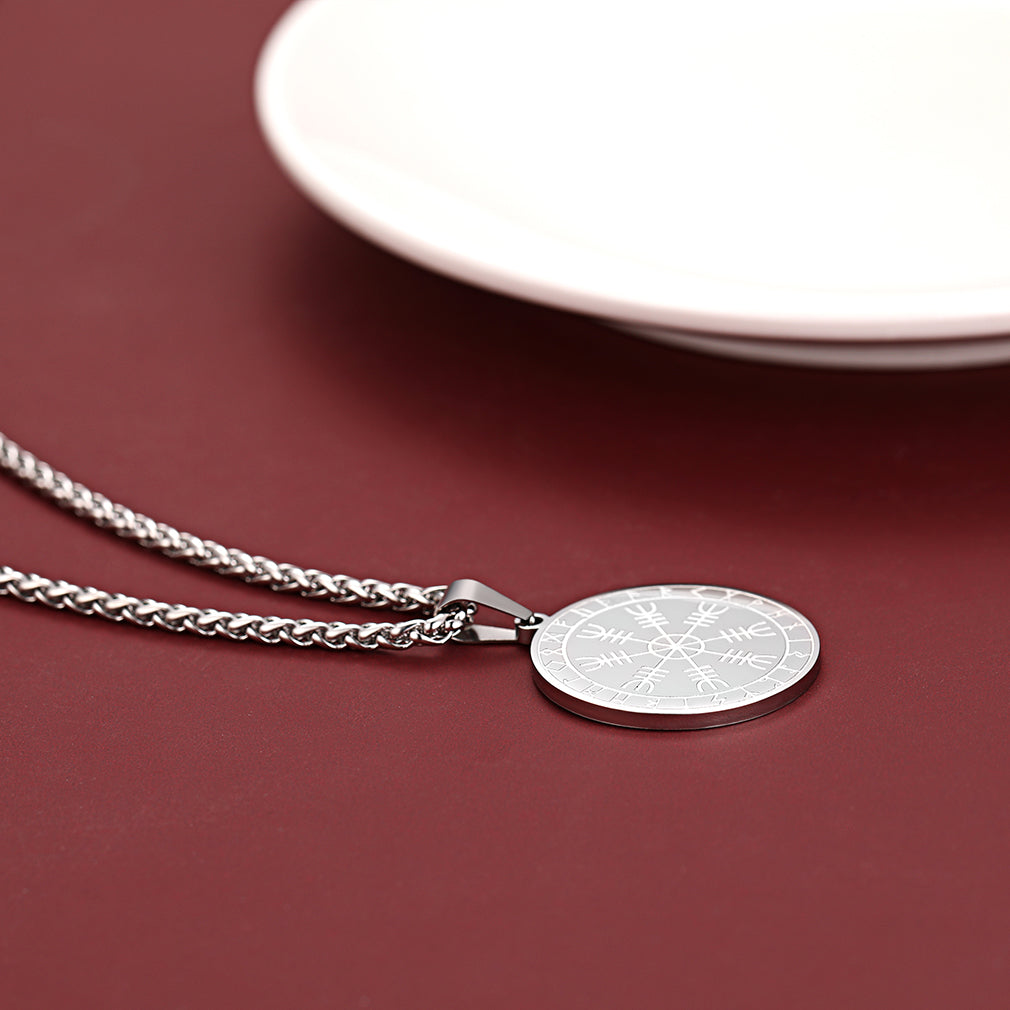 Stainless steel Viking compass necklace pendant
