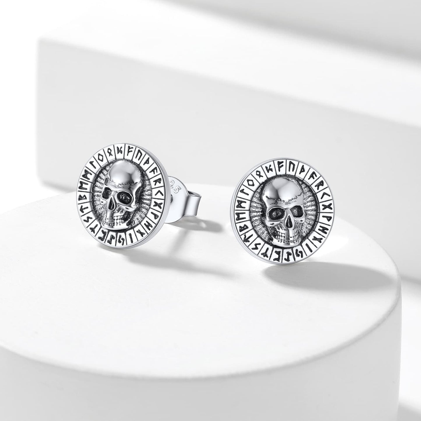 Runes Skull Earrings Studs