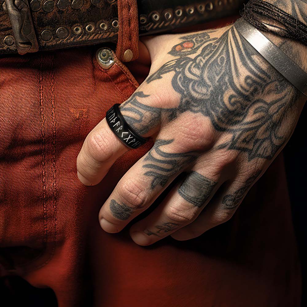 FaithHeart Norse Runes Viking Ring Stainless Steel FaithHeart
