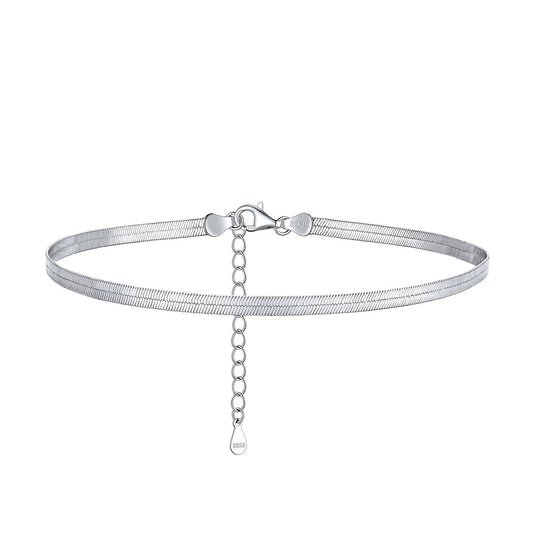 3mm Sterling Silver Herringbone Chain Anklet for Womenimg