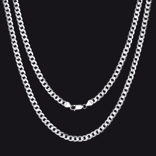 925 Sterling Silver Figaro Cuban Chain Link Necklace for Menimg