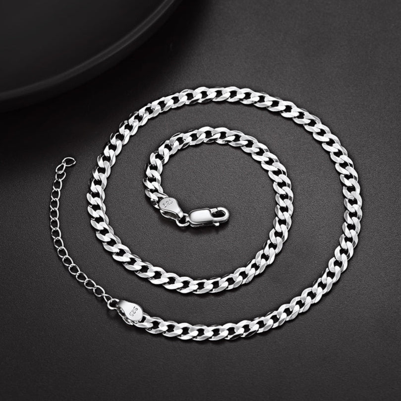 925 Sterling Silver Figaro Cuban Chain Link Necklace for Men