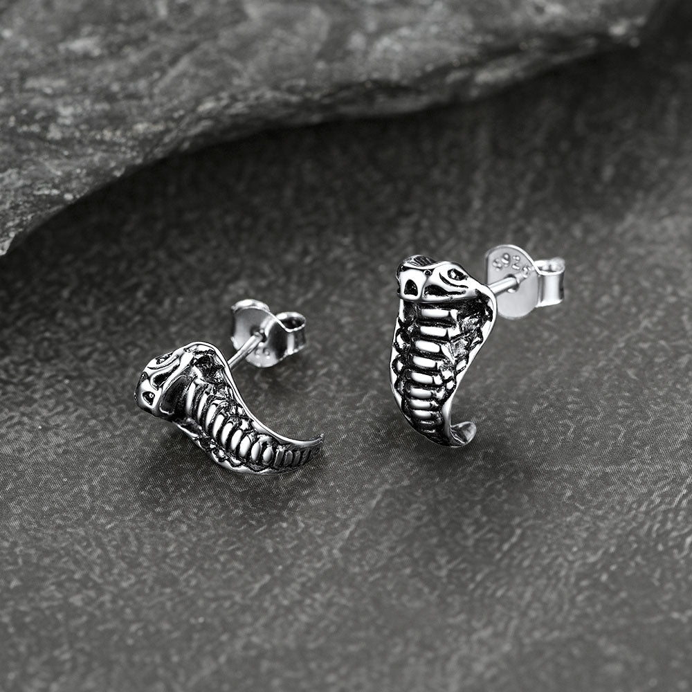 FaithHeart Gothic Snake Sterling Silver Stud Earrings FaithHeart