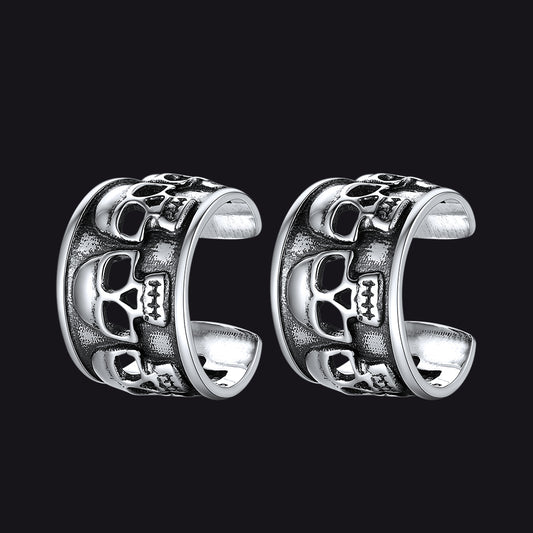 FaithHeart 925 Ear Cuffs Earrings Sterling Silver Skull Stud Earrings FaithHeartimg