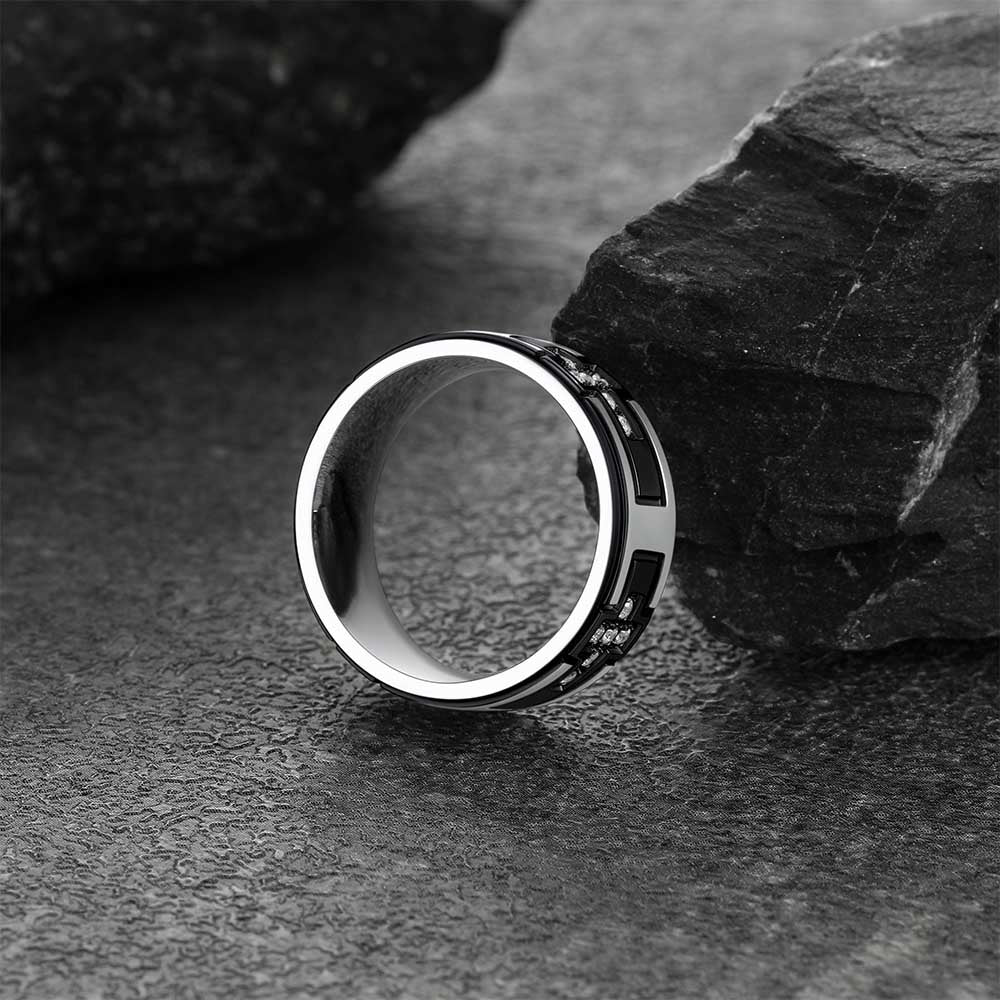 FaithHeart Cross Rings 5A+ Cubic Zirconia Stainless Steel Band Ring FaithHeart