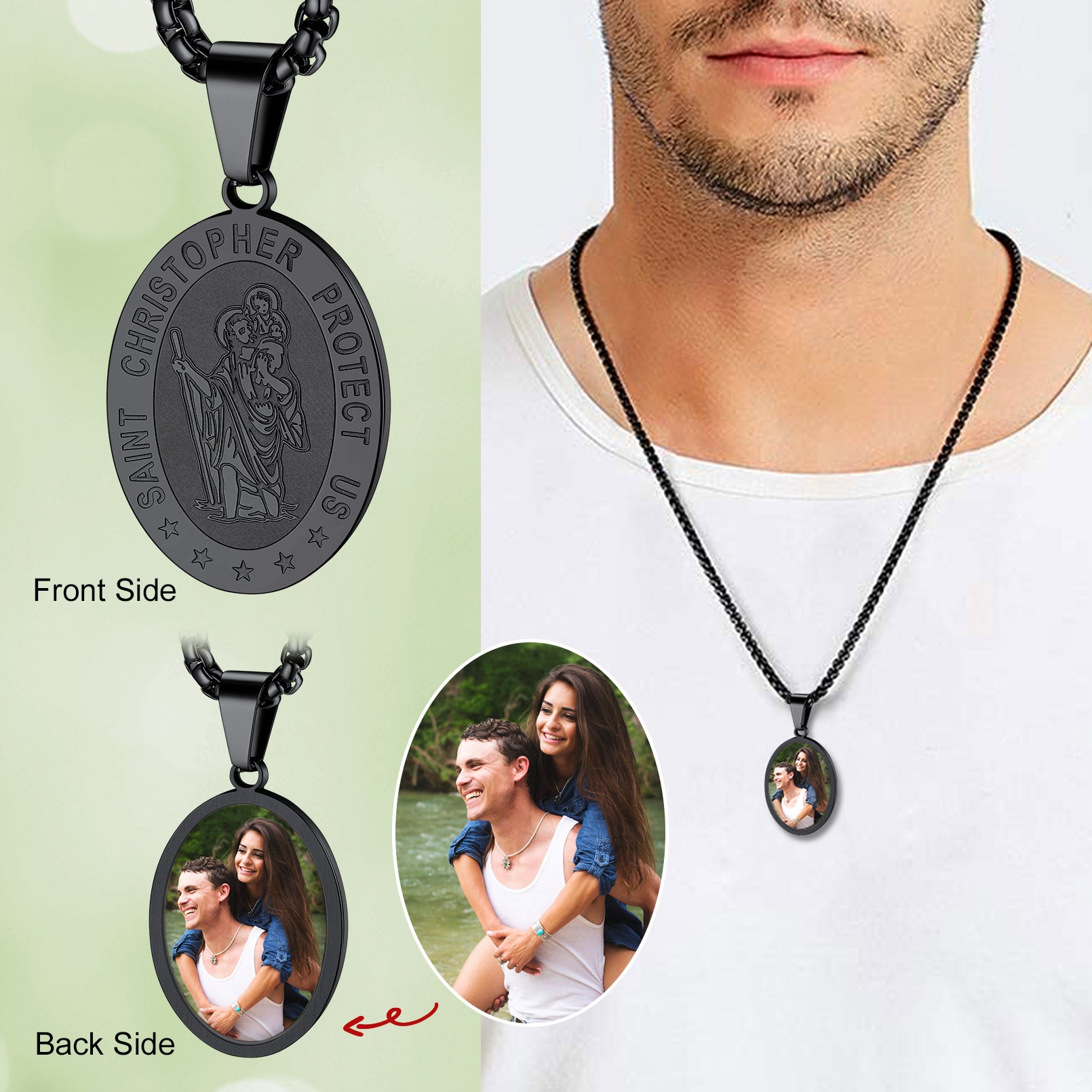 Personalized Saint Christopher Photo Pendant Necklace