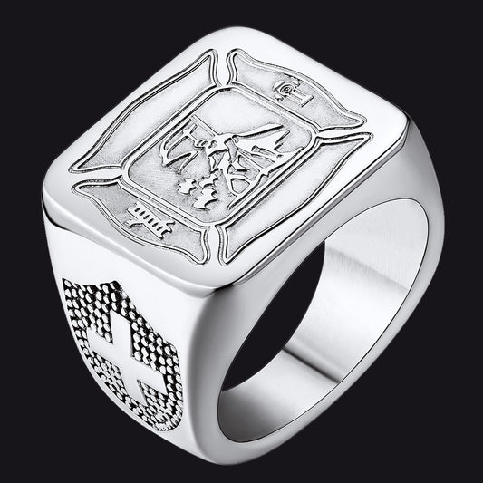 FaithHeart Saint Michael Catholic Protector Stainless Steel Ring FaithHeartimg