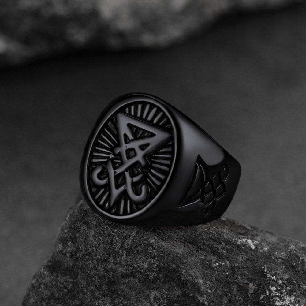 Satan Leviathan Cross Lucifer Signet Ring For Men