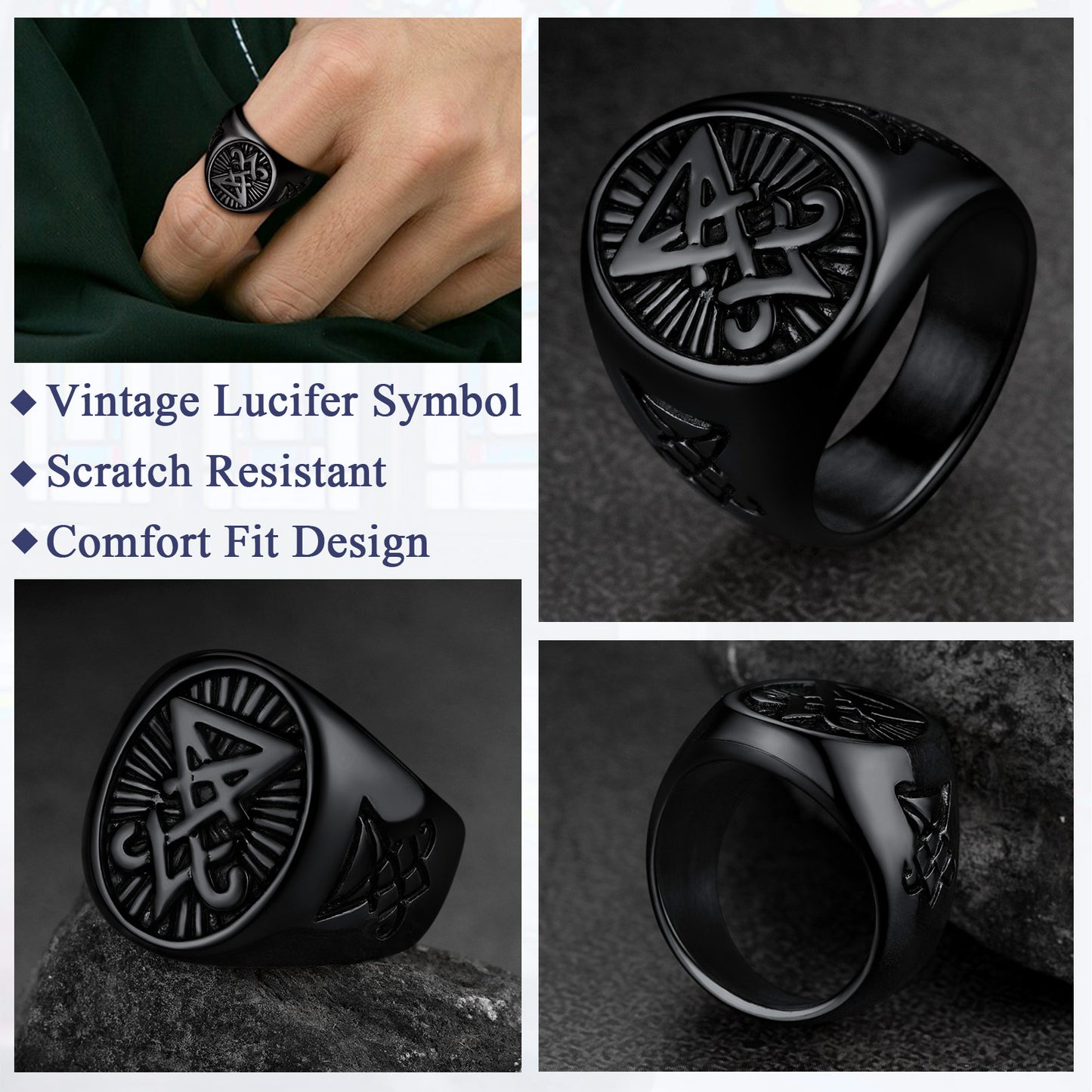 Satan Leviathan Cross Lucifer Signet Ring For Men