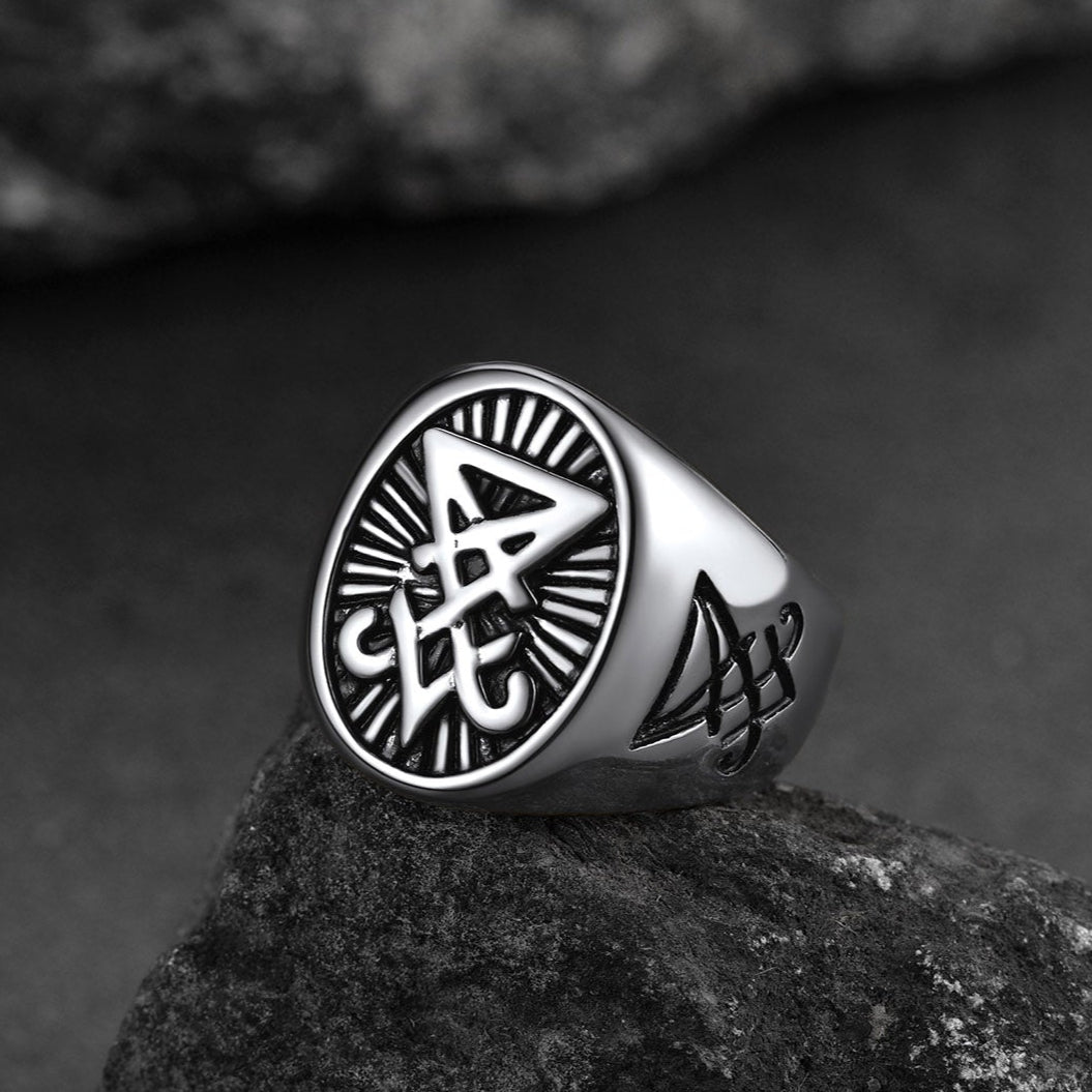 Satan Leviathan Cross Lucifer Signet Ring For Men