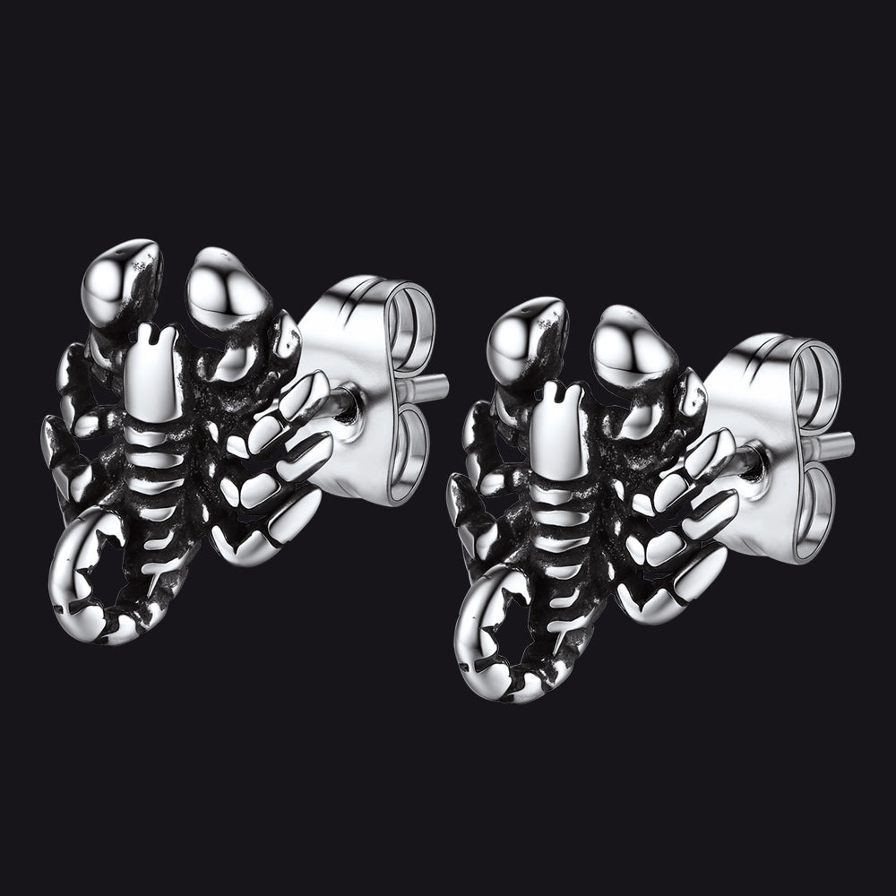 FaithHeart Gothic Scorpion Stainless Steel Stud Earrings For Men FaithHeart