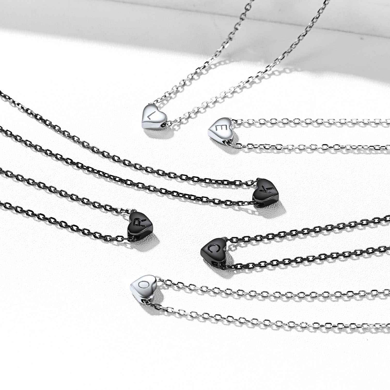 Set of necklaces with heart-shaped pendants