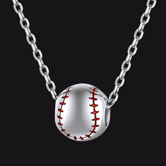 FaithHeart Sterling Silver Baseball Pendant Necklace for Women FaithHeart Jewelryimg
