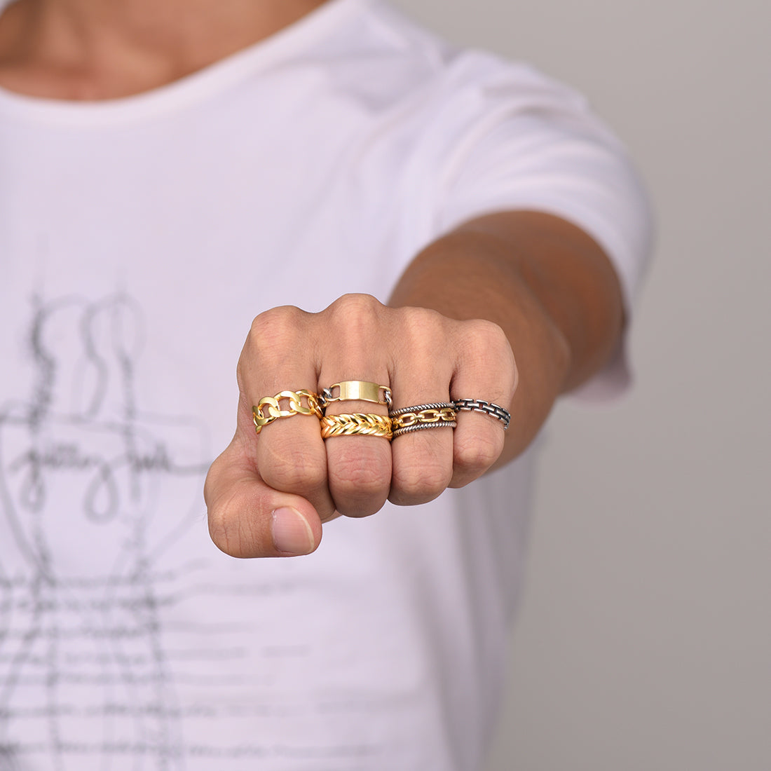 925 Sterling Silver Cuban Chain Open Adjustable Ring for Men Women