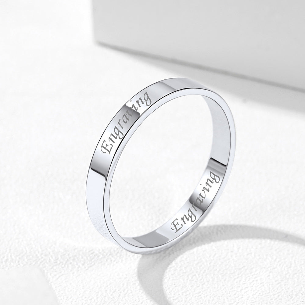 Custom Engraved 925 Sterling Silver Band Ring