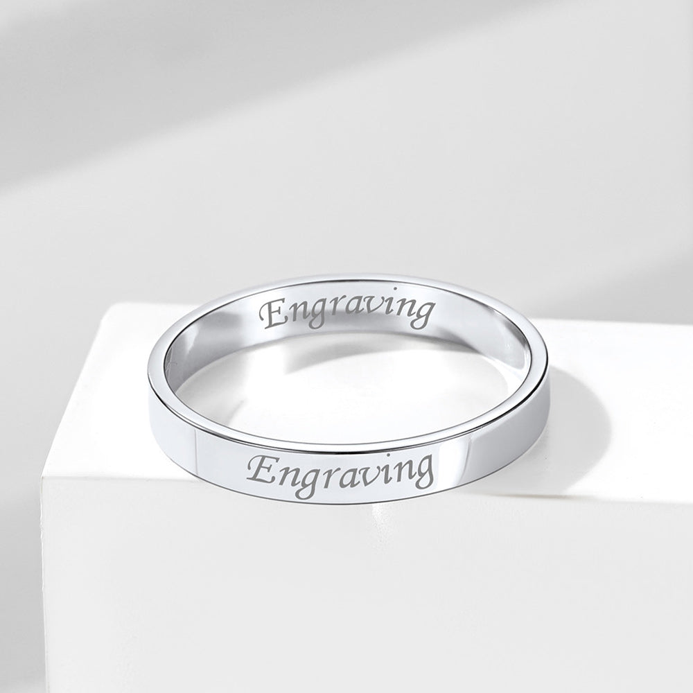 Engraved Sterling Silver Band Ring for Couples, Personalized Jewelry