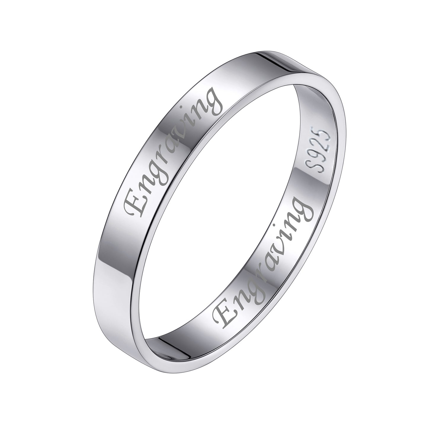 Engraved 925 Sterling Silver Band Ring