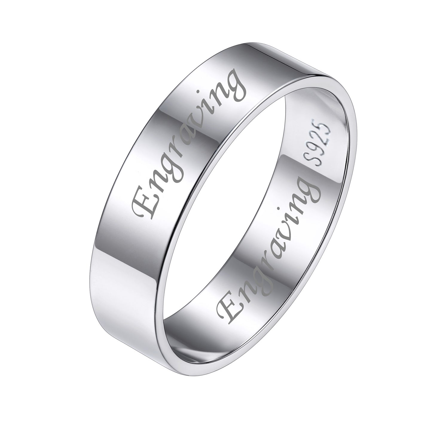 Engraved Sterling Silver Ring with S925 Marking