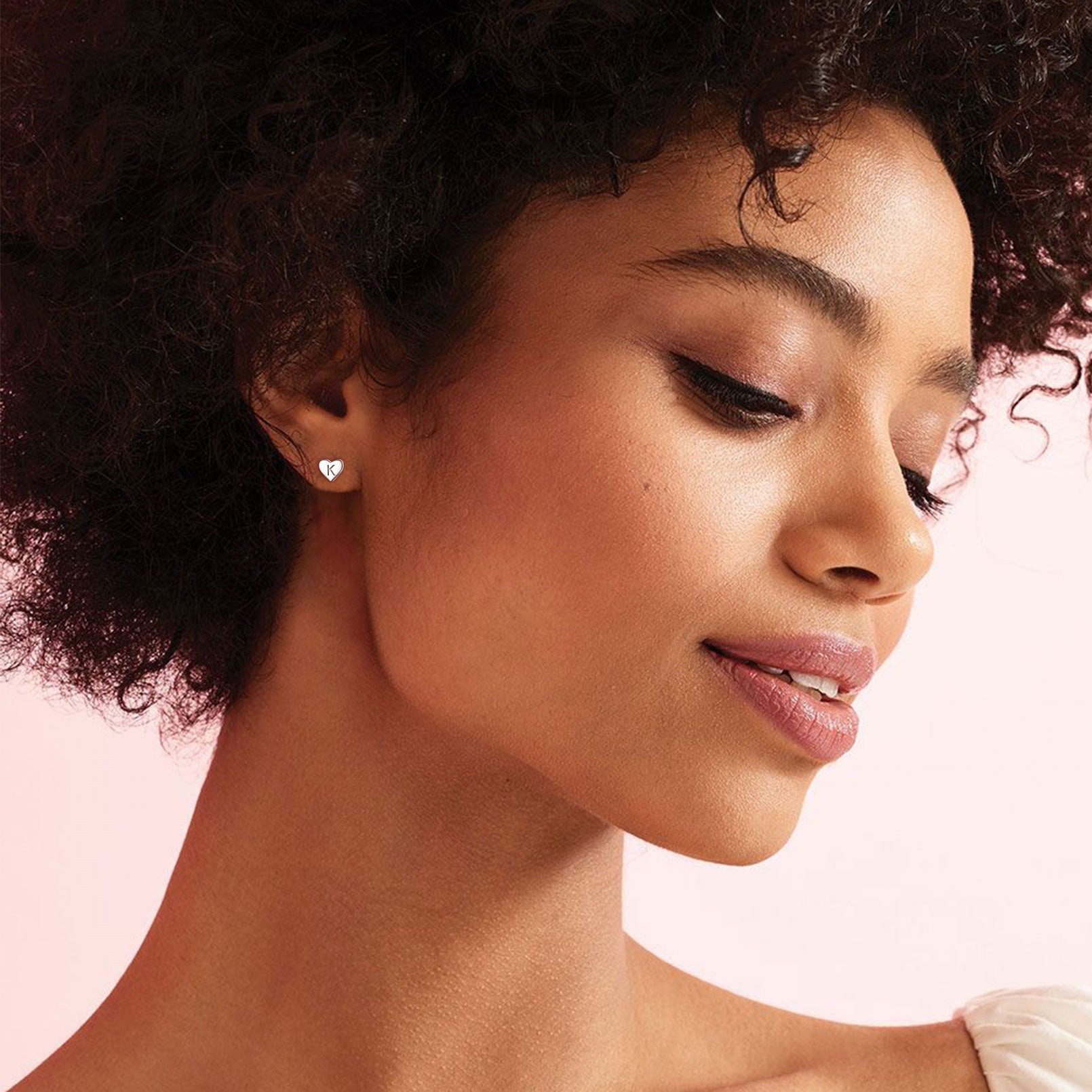 925 Sterling Silver Heart Initial Stud Earrings for Women Men