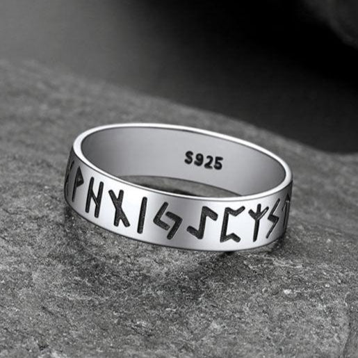 Norse Viking Runes Sterling Silver Ring for Men FaithHeart Jewelry