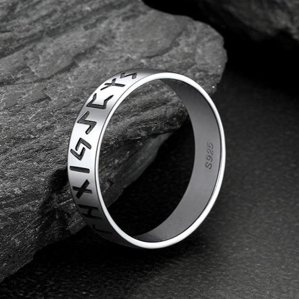 Norse Viking Runes Sterling Silver Ring for Men FaithHeart Jewelry