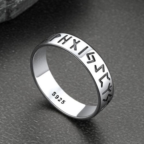 Norse Viking Runes Sterling Silver Ring for Men FaithHeart Jewelry