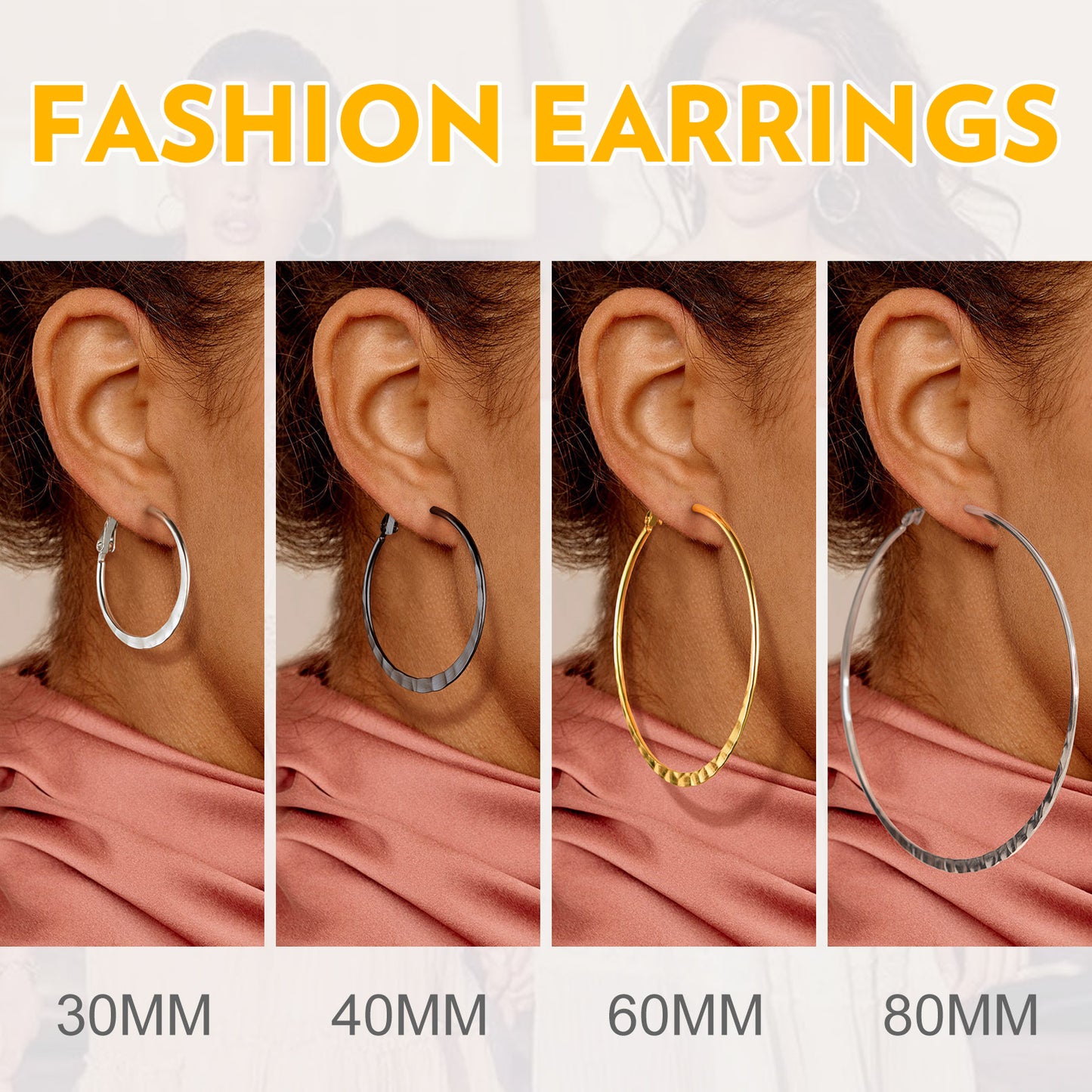 Simple Hoop Earrings for Women 30/40/60/80 MM