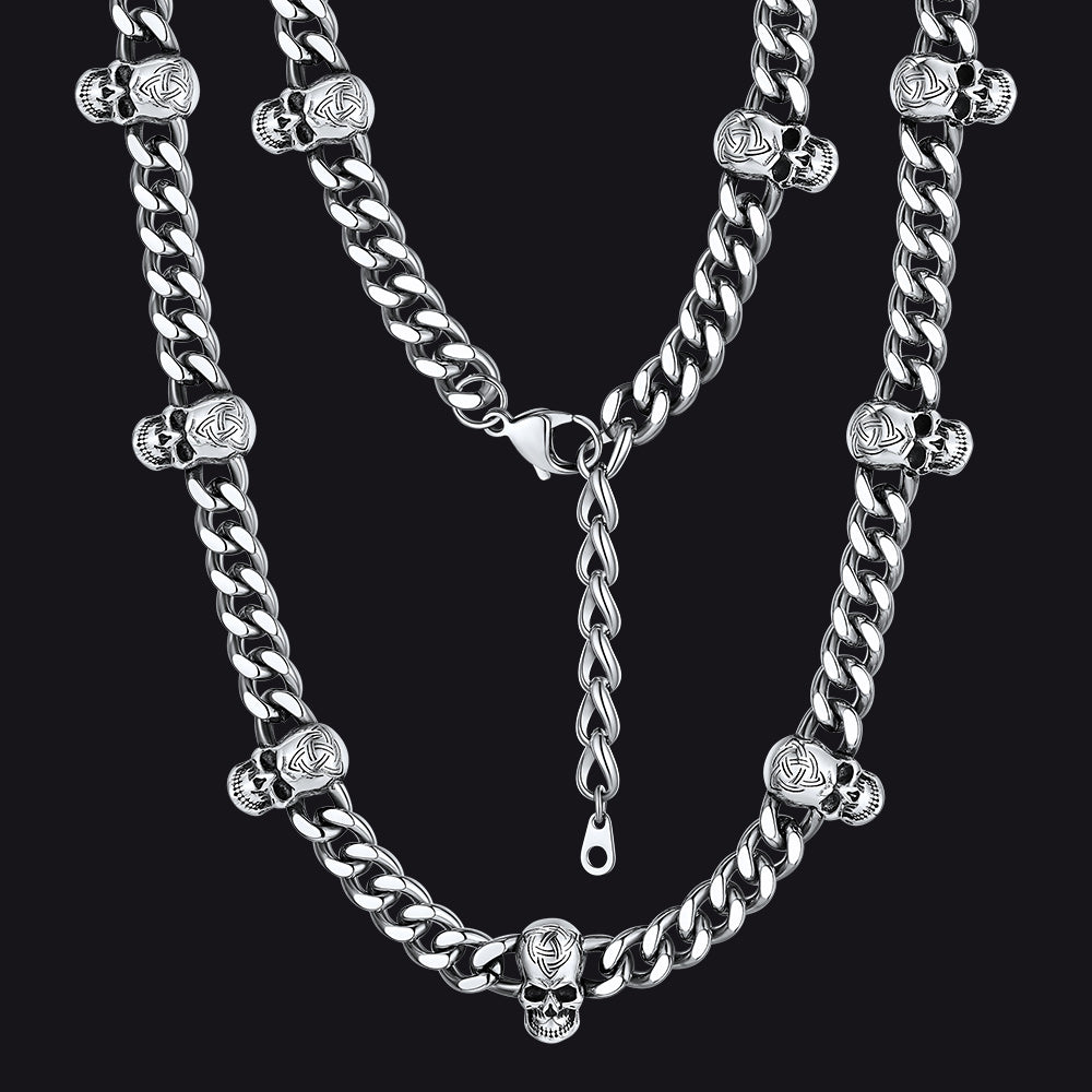 Gothic Skull Cuban Link Chain Choker Necklace for Men Women
