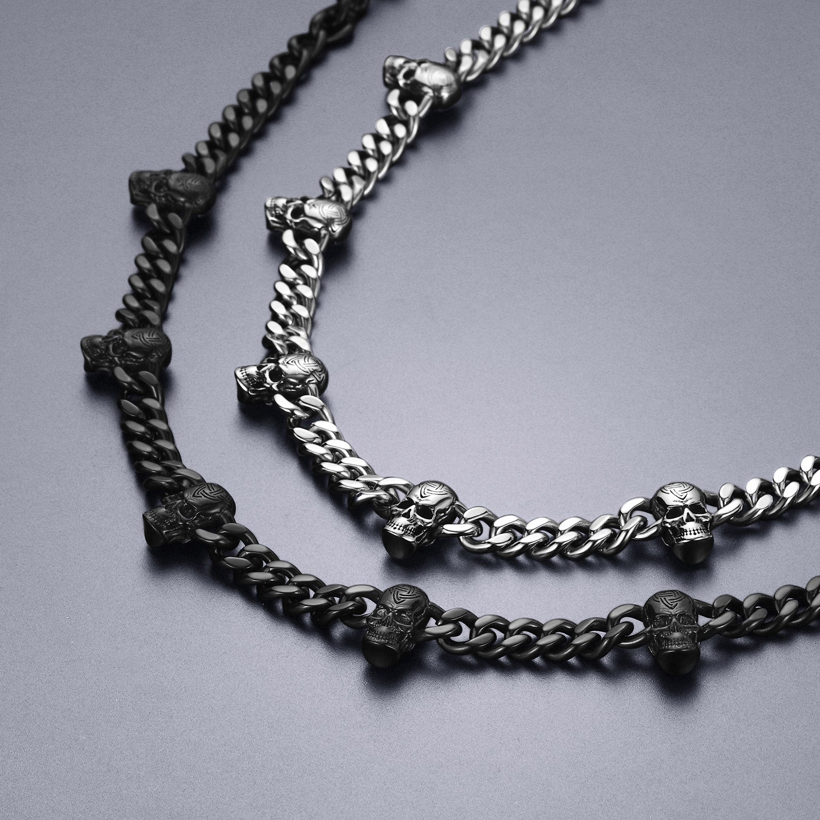 Gothic Skull Cuban Link Chain Choker Necklace for Men Women