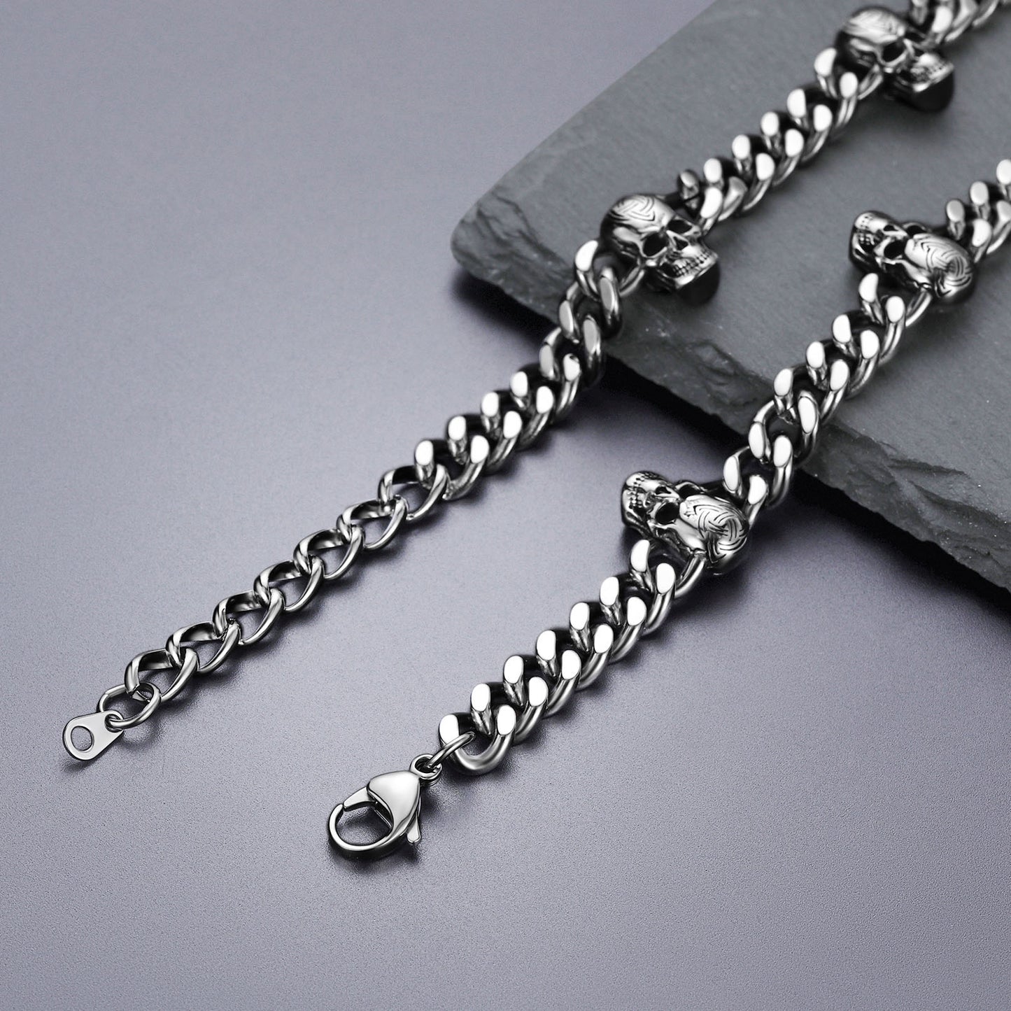 Gothic Skull Cuban Link Chain Choker Necklace for Men Women