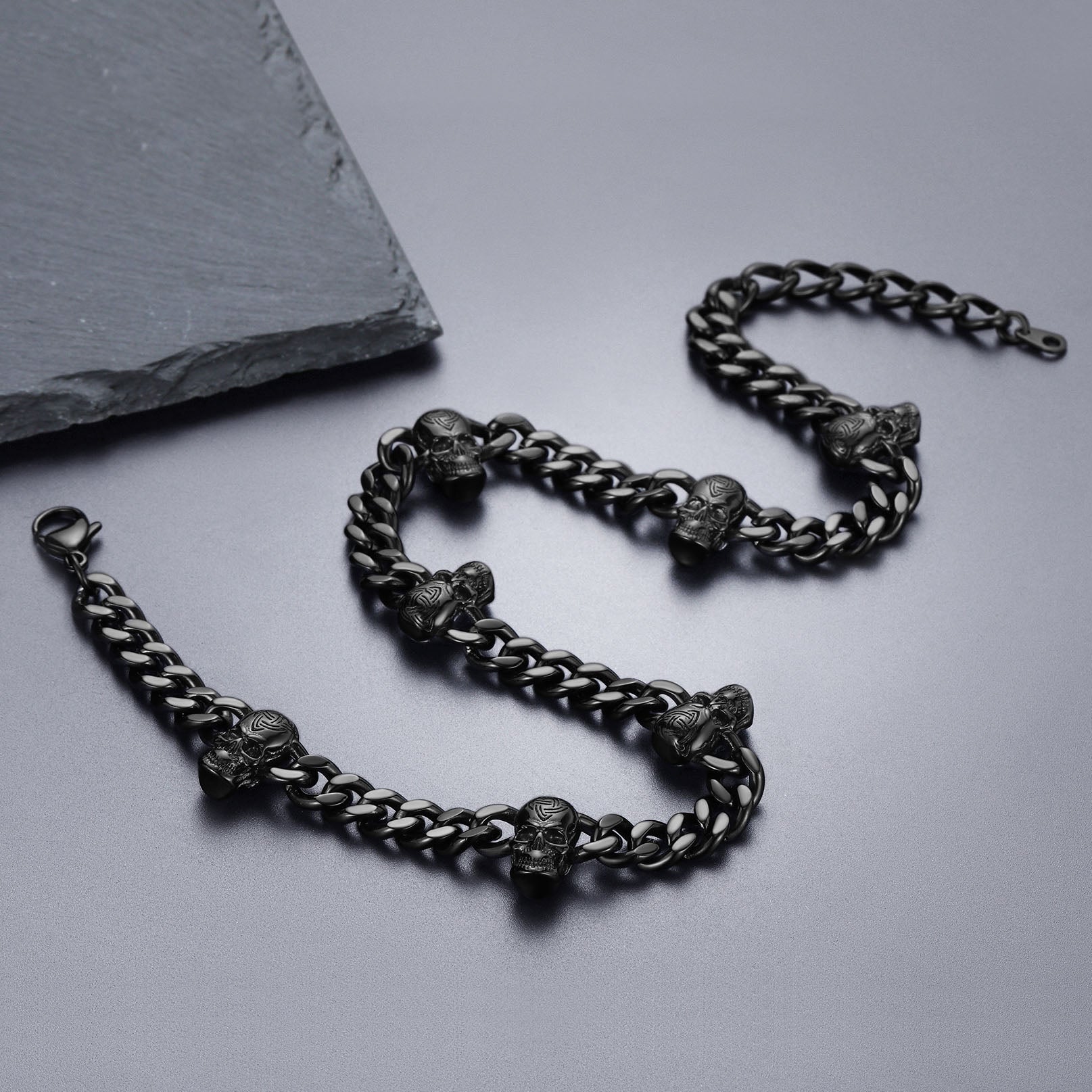 Gothic Skull Cuban Link Chain Choker Necklace for Men Women