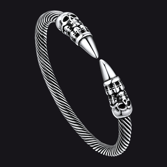 Gothic Punk Skull Open Cuff Bangle Bracelet for Menimg
