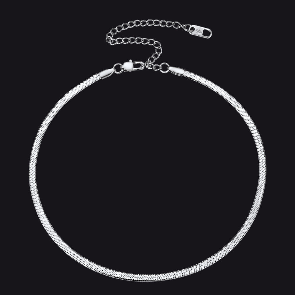 Flat Chain Link Choker Necklace For Men Women, 3mm Width FaithHeart Jewelry