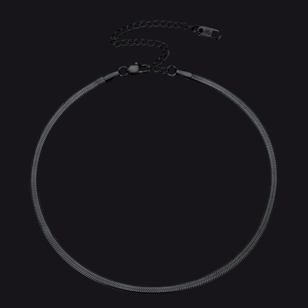 3mm Black Flat Choker Necklace FaithHeart Jewelry