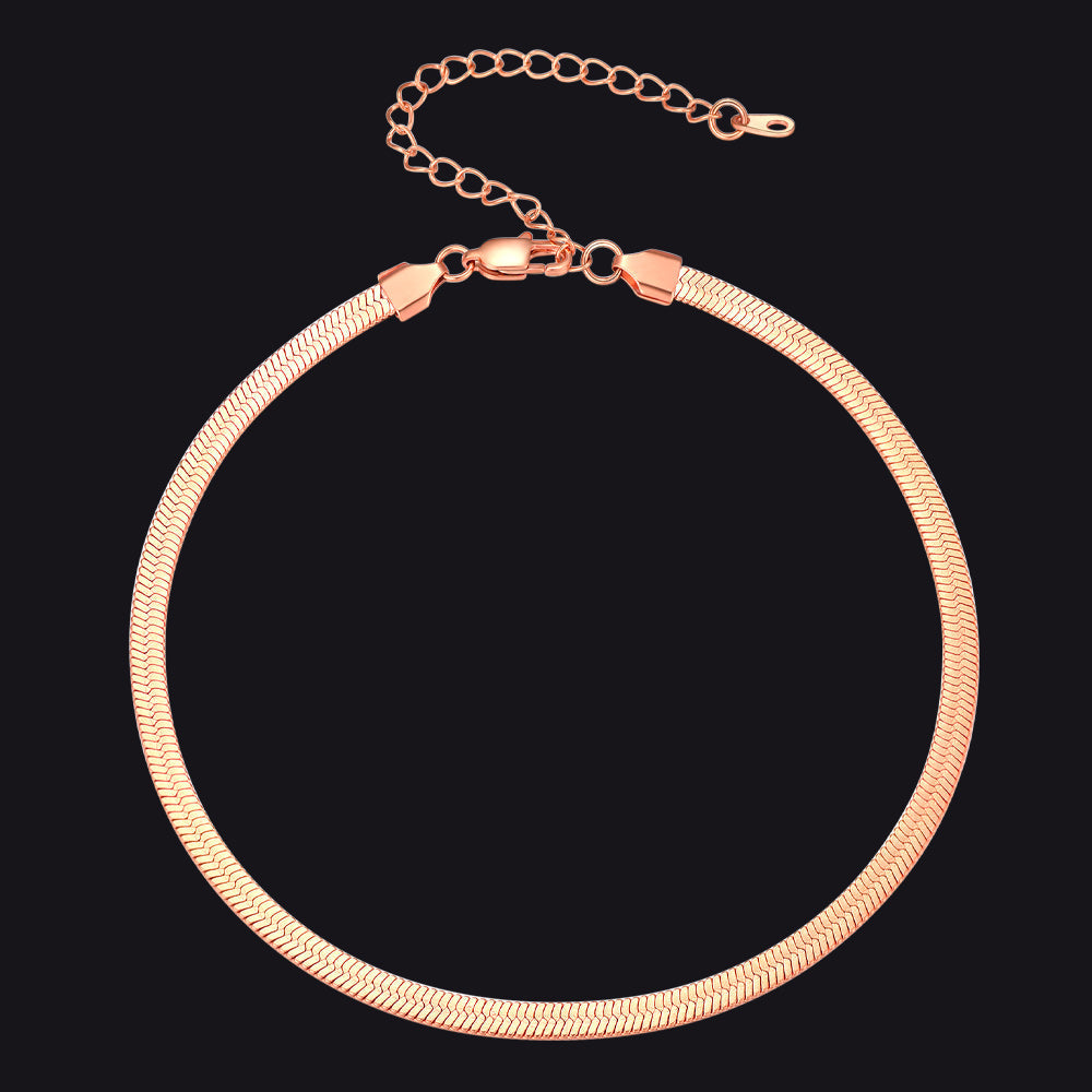 Flat Chain Link Choker Necklace For Men Women, 3mm/5mm Width