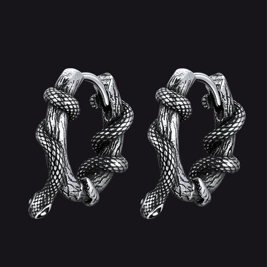 Gthic Wraparound Snake Huggie Hoop Earrings Earrings for Menimg