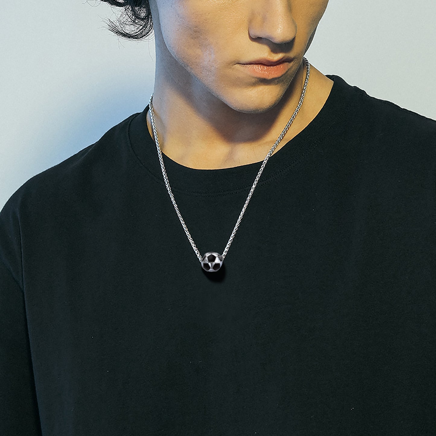 FaithHeart Unisex Trendy 3D Soccer Pendant Sport Necklace FaithHeart