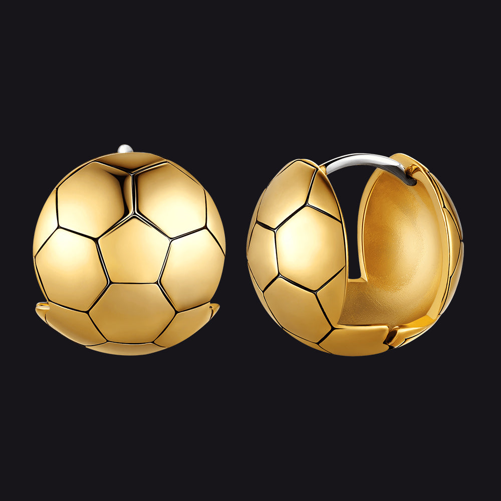 Gold Soccer Ball Stud Earrings for Men and Women