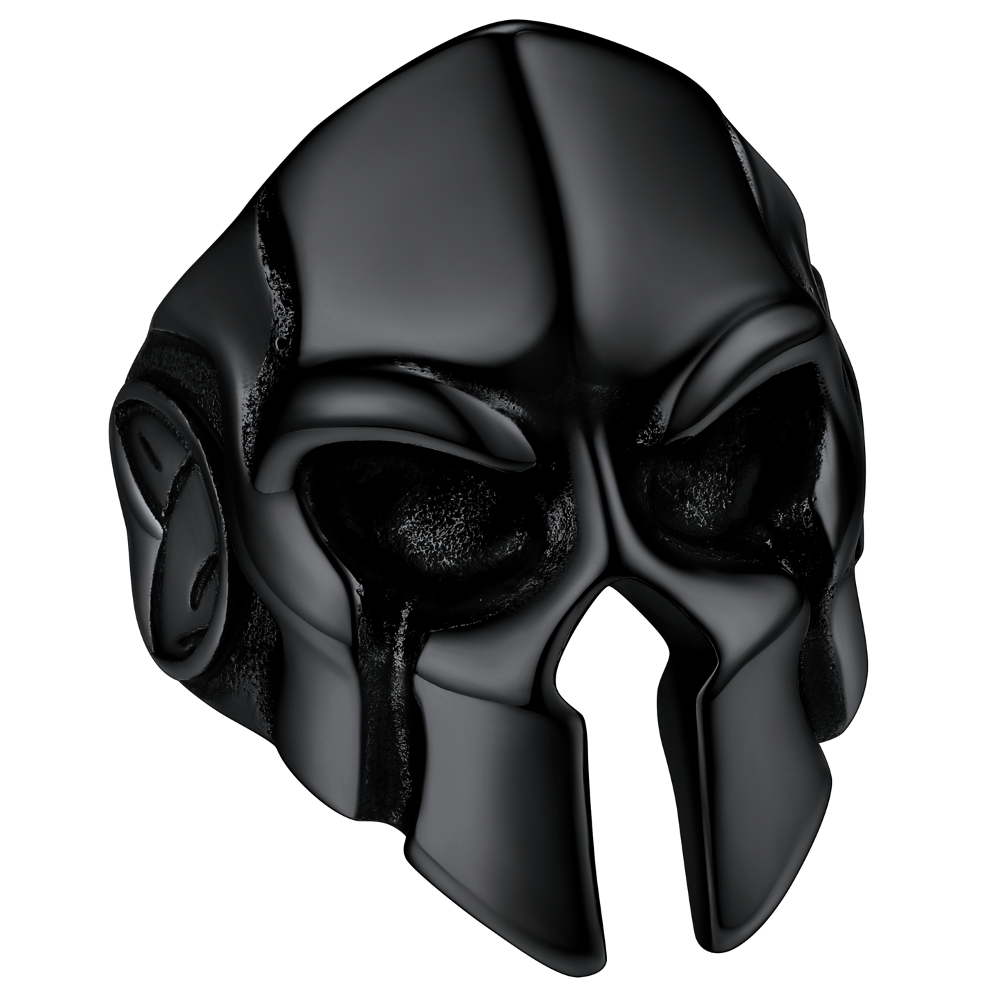 Black stainless steel Spartan helmet ring for men