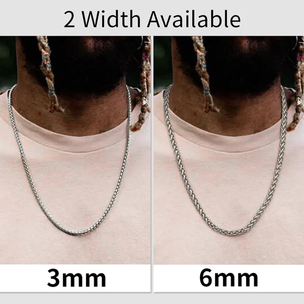 Spiga Wheat Chain Link Necklace for Men Women, 3mm/6mm
