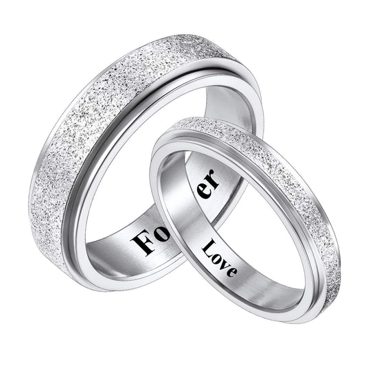 Custom Rotatable Spinner Anxiety Promise Rings Set for Coupleimg