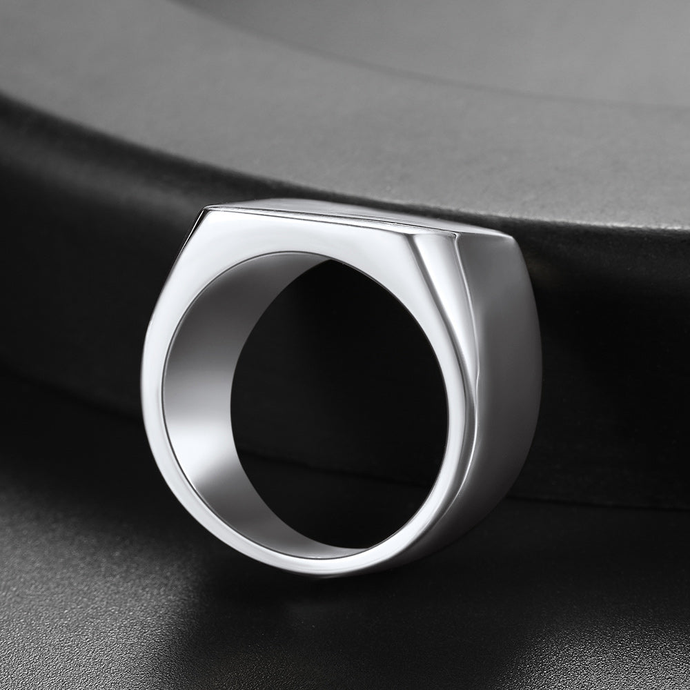 Customized Stainless Steel Signet Rings Gifts for Dad Son Men