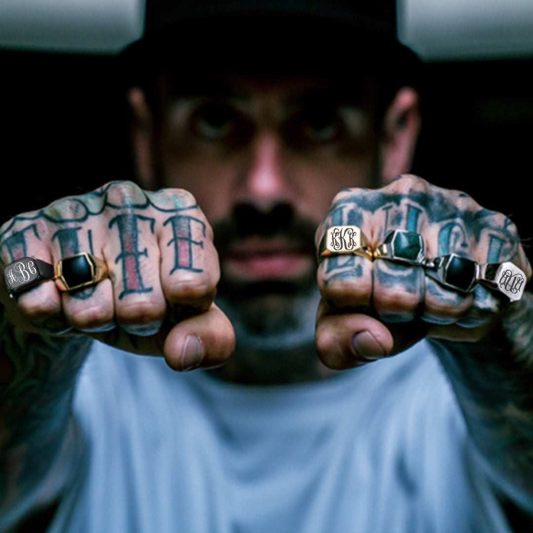 Customized Stainless Steel Signet Rings Gifts for Dad Son Men