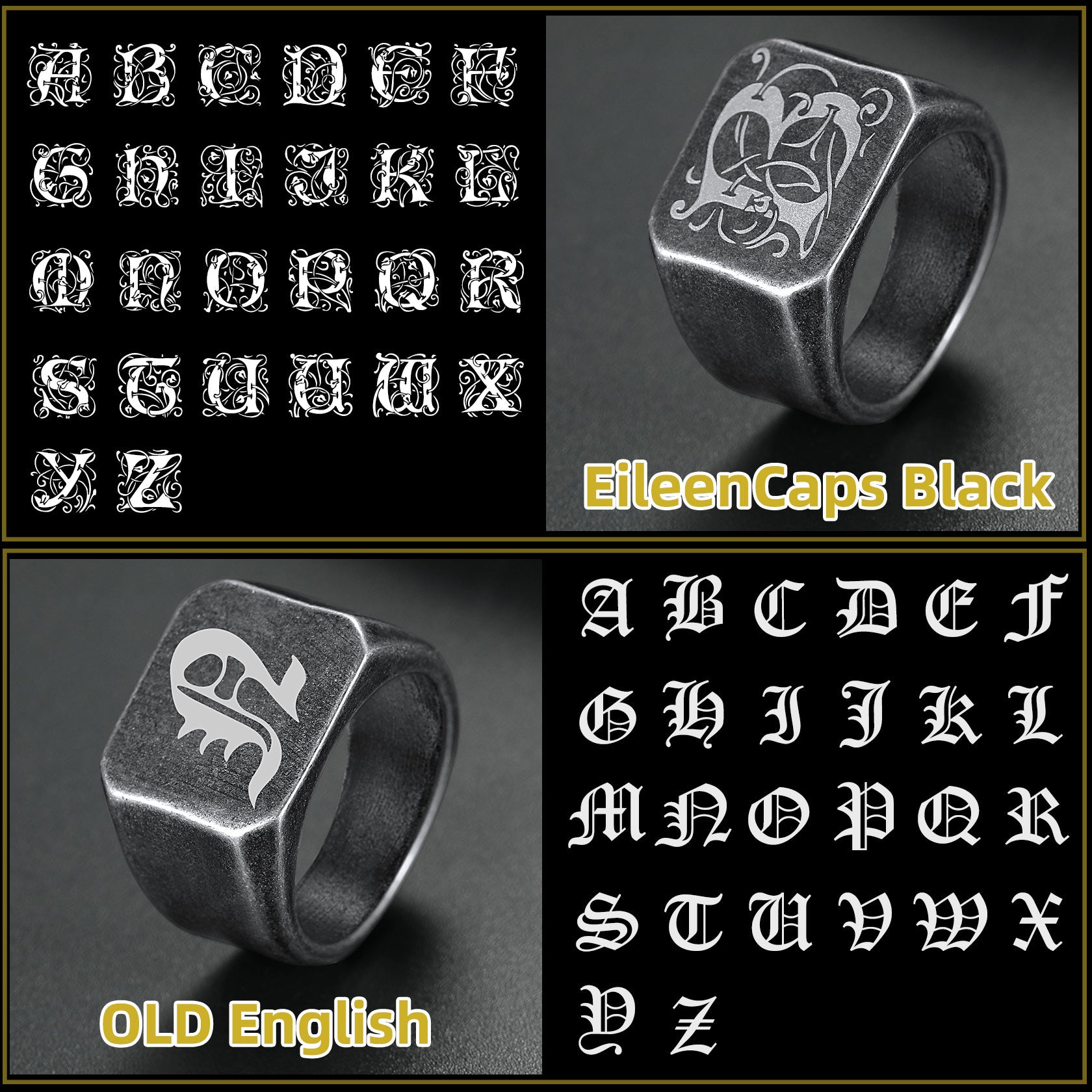 Customized Stainless Steel Signet Rings Gifts for Dad Son Men