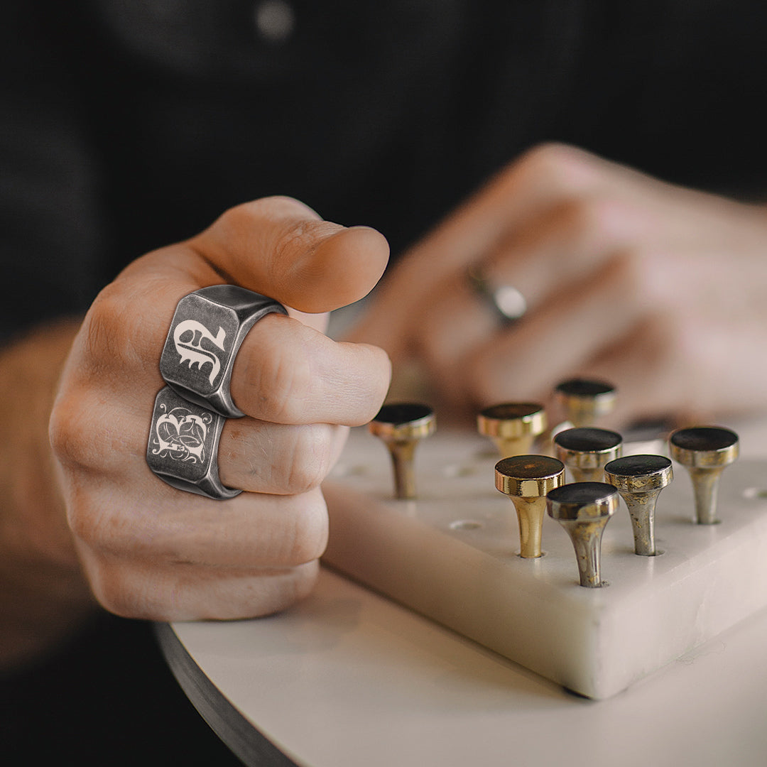 Customized Stainless Steel Signet Rings Gifts for Dad Son Men