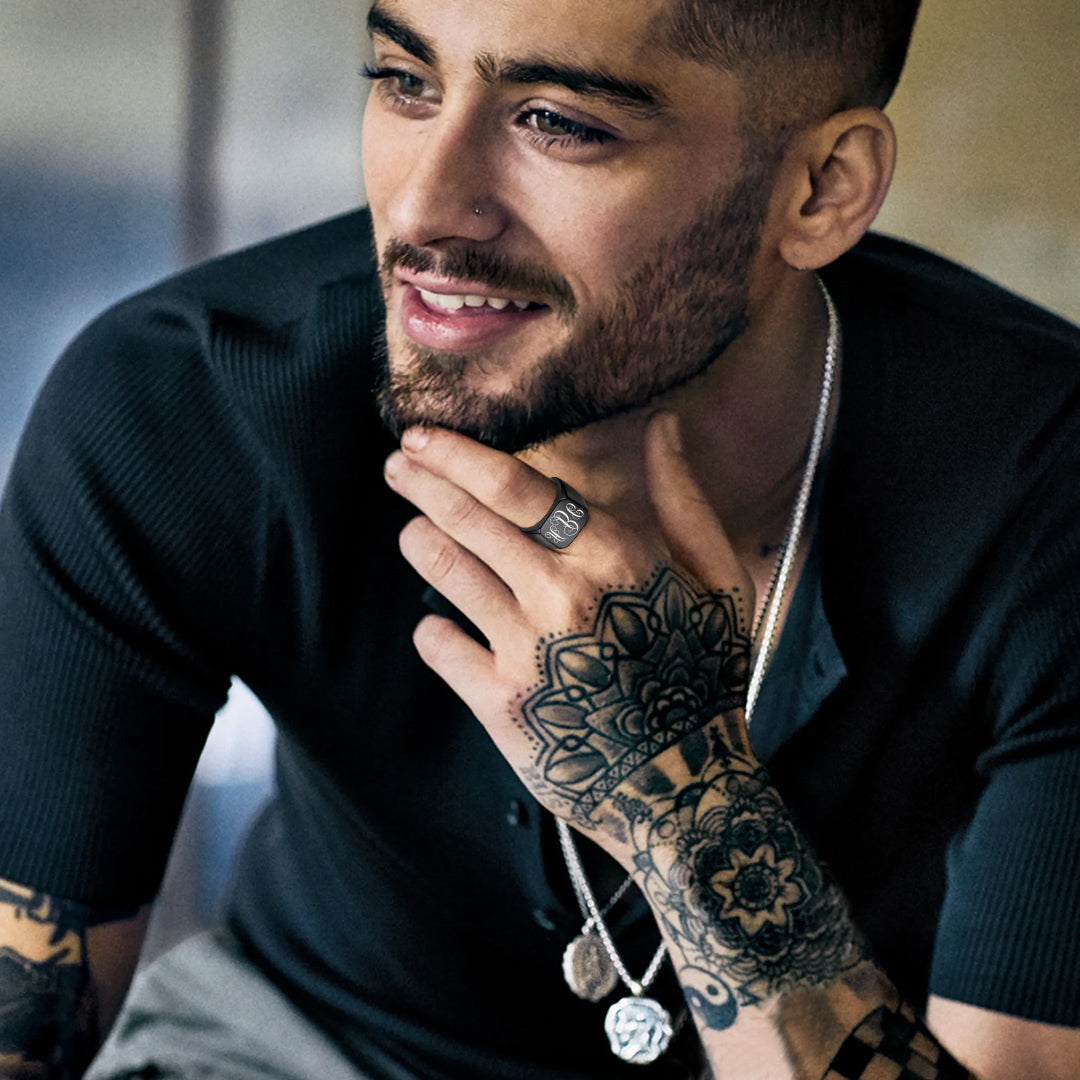 Customized Stainless Steel Signet Rings Gifts for Dad Son Men