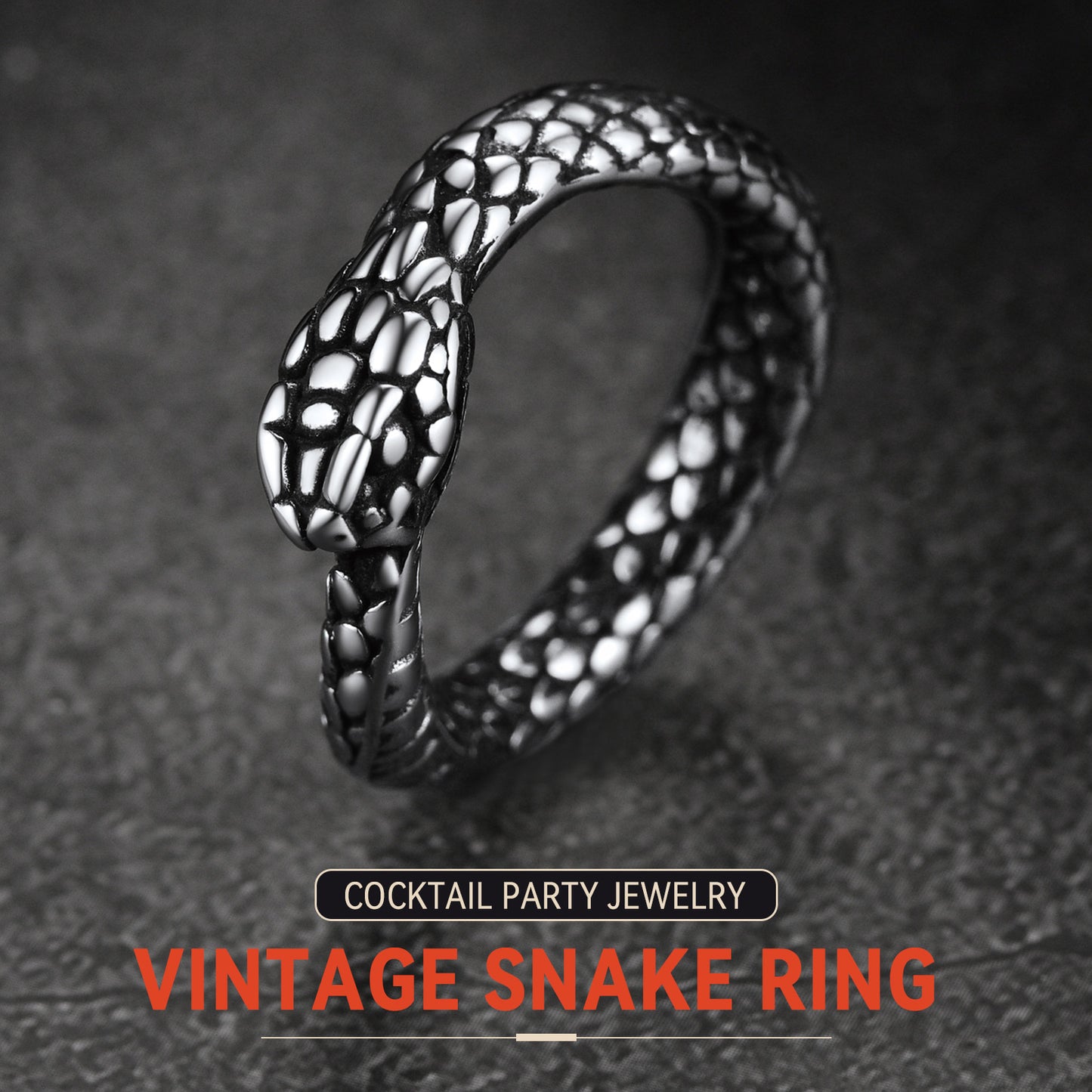 Stainless Steel Midi Snake Band Ring for Men Women