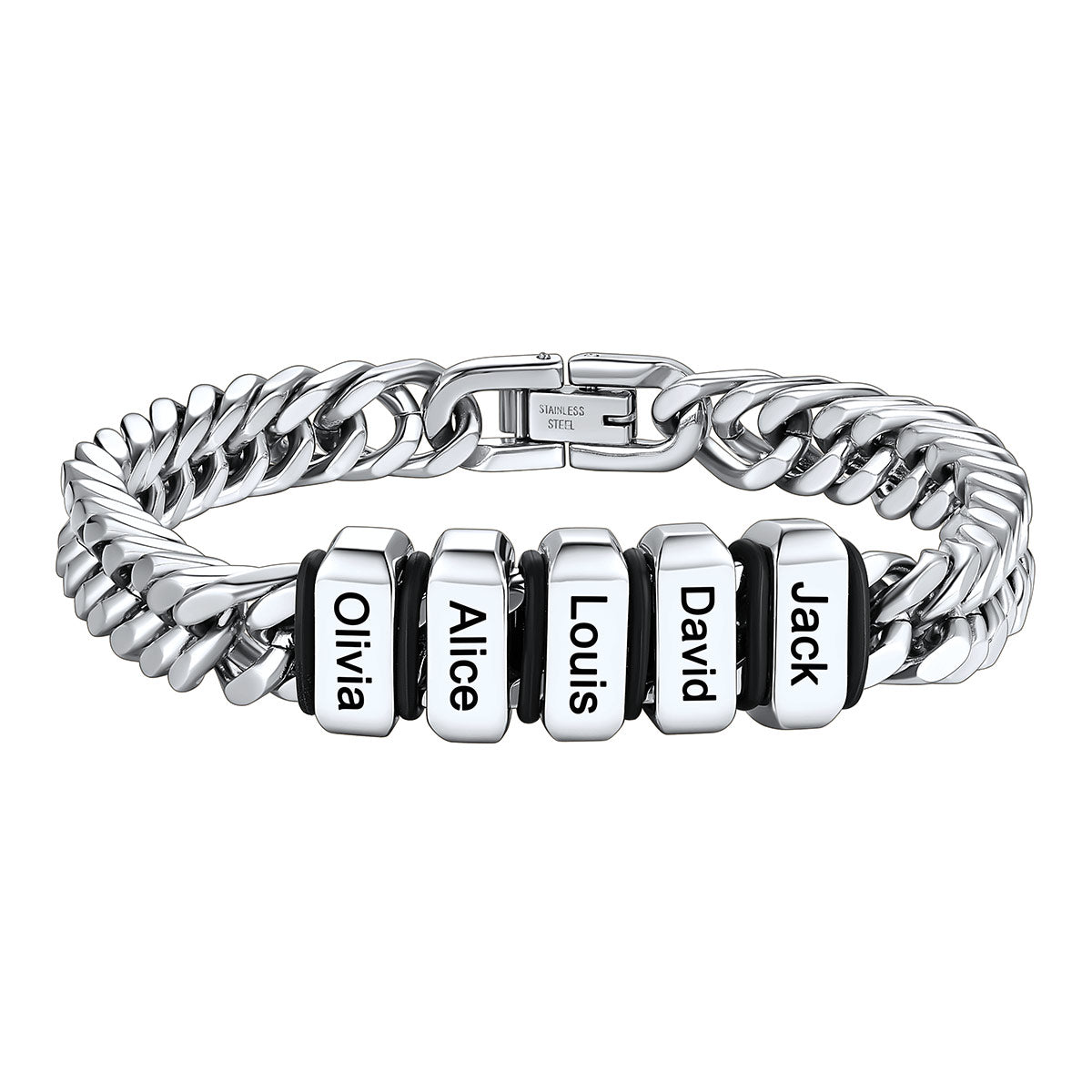 Steel Name Bead Bracelet