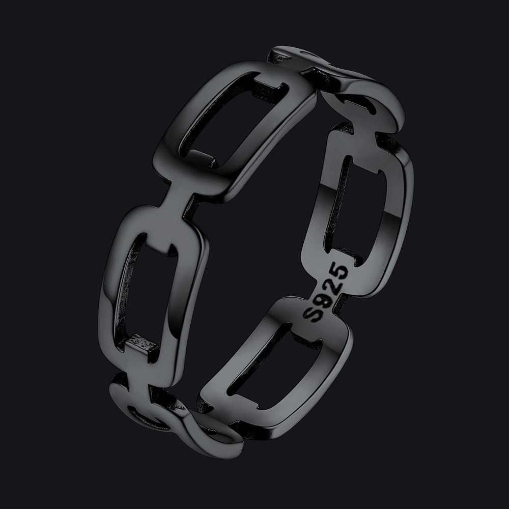 925 Sterling Silver Chain Link Rings for Women Men FaithHeart Jewelry